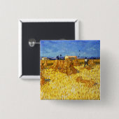Badge Carré 5 Cm Vincent van Gogh - Récolte en Provence (Devant & derrière)