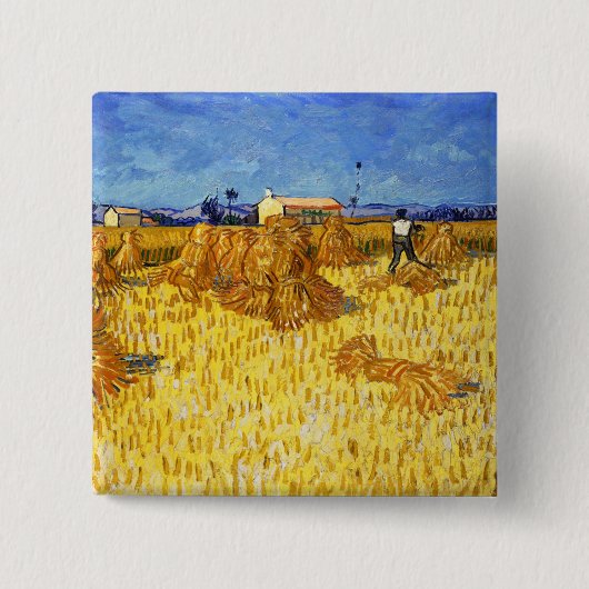 Badge Carré 5 Cm Vincent van Gogh - Récolte en Provence (Devant)