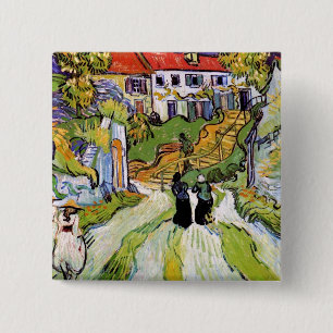 Badge Carré 5 Cm Vincent Van Gogh - Rue Du Village Et Étages