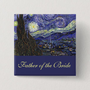 Badge Carré 5 Cm Vincent van Gogh, Starry Night