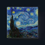 Badge Carré 5 Cm Vincent Van Gogh Starry Nuit Vintage Art<br><div class="desc">Vincent Van Gogh Nuit étoile Bouton d'art Vintage</div>