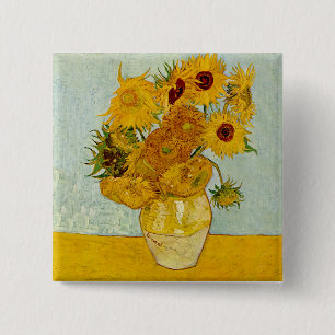 Badge Carré 5 Cm Vincent Van Gogh Sunflowers