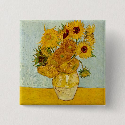 Badge Carré 5 Cm Vincent Van Gogh Sunflowers (Devant)