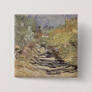 Badge Carré 5 Cm Vincent van Gogh une route dans St Remy
