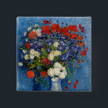 Badge Carré 5 Cm Vincent van Gogh - Vase avec Cornflowers & Poppies<br><div class="desc">Vase avec des fleurs de Cornouailles et des pavots - Vincent van Gogh,  Huile sur toile,  1887,  Paris</div>