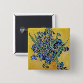 Badge Carré 5 Cm Vincent van Gogh - Vase avec Irises (Devant & derrière)