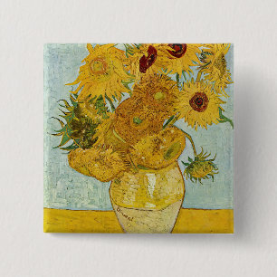 Badge Carré 5 Cm Vincent Van Gogh - Vase with Twelve Sunflowers