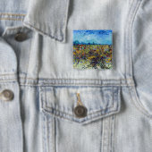 Badge Carré 5 Cm Vincent van Gogh - Vignoble vert (En situation)