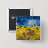 Badge Carré 5 Cm Vincent van Gogh - Wheatfield with Crows (Devant & derrière)