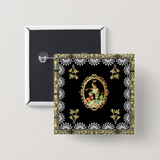 Badge Carré 5 Cm Vintage (Devant & derrière)