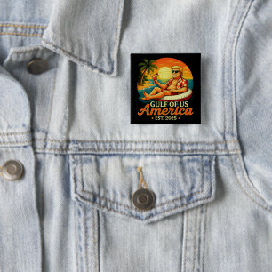 Badge Carré 5 Cm Vintage drôle Trump Amérique du Golfe 2025
