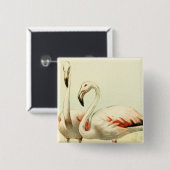 Badge Carré 5 Cm Vintage Flamingo (Devant & derrière)