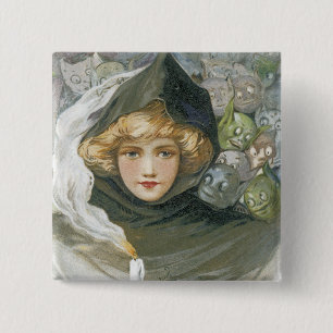 Badge Carré 5 Cm Vintage Halloween