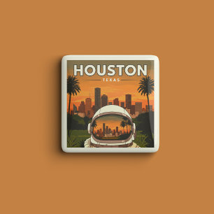 Badge Carré 5 Cm Vintage Houston Texas
