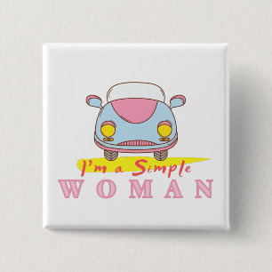 BADGE CARRÉ 5 CM VINTAGE - JE SUIS UNE FEMME SIMPLE