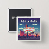 Badge Carré 5 Cm Vintage Las Vegas Nevada (Devant & derrière)