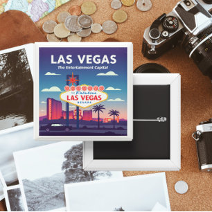 Badge Carré 5 Cm Vintage Las Vegas Nevada
