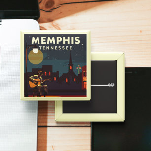 Badge Carré 5 Cm Vintage Memphis Tennessee