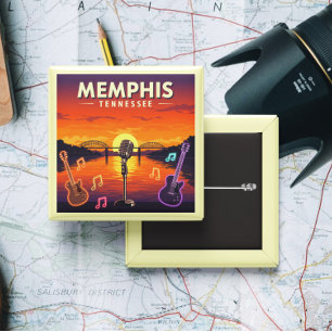 Badge Carré 5 Cm Vintage Memphis Tennessee