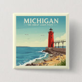 Badge Carré 5 Cm Vintage Michigan (Devant)