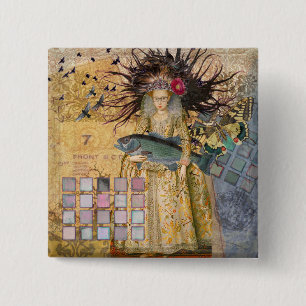 Badge Carré 5 Cm Vintage Pisces femme gothique classique