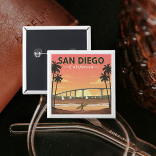 Badge Carré 5 Cm Vintage San Diego