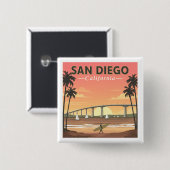 Badge Carré 5 Cm Vintage San Diego (Devant & derrière)