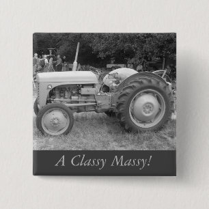 Badge Carré 5 Cm Vintage vieux massey gris tracteur fergison