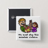 Badge Carré 5 Cm Violence Bunny sans sens (Devant & derrière)