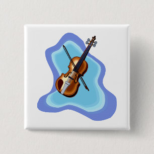 Badge Carré 5 Cm Violon avec l'image bleue de graphique d'arrière