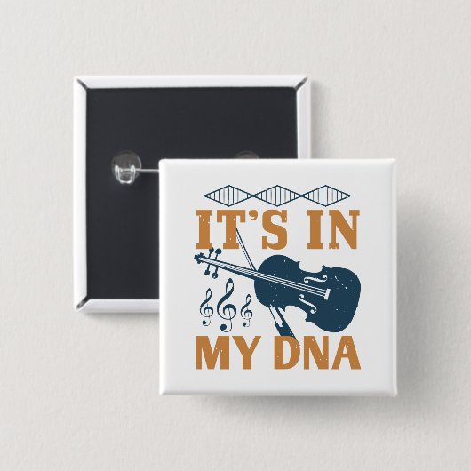 Badge Carré 5 Cm Violon - C'est dans mon ADN (Devant & derrière)