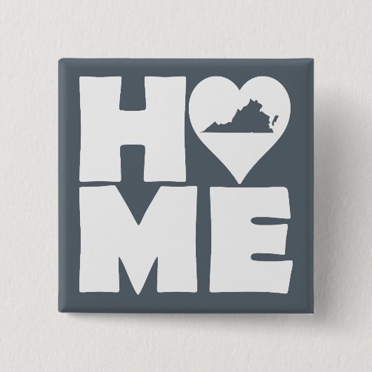 Badge Carré 5 Cm Virginia Home Heart State Button Badton Pin (Devant)