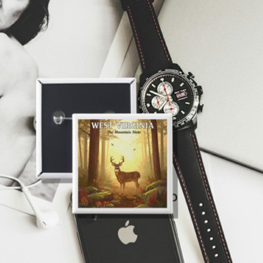 Badge Carré 5 Cm Virginie-Occidentale vintage