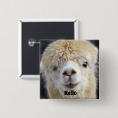 Badge Carré 5 Cm Visage d'alpaca mignon (Devant & derrière)