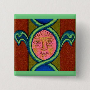 Badge Carré 5 Cm visage découvert du XVIe siècle