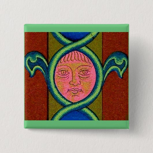 Badge Carré 5 Cm visage découvert du XVIe siècle (Devant)