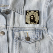 Badge Carré 5 Cm Visage du Christ (En situation)