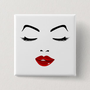 Badge Carré 5 Cm Visage élégant