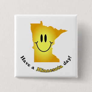 Badge Carré 5 Cm Visage heureux - ayez un jour du Minnesota !