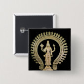 Badge Carré 5 Cm Vishnu, défunt Chola (Devant & derrière)