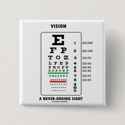 Badge Carré 5 Cm Vision une vue interminable (diagramme de Snellen) (Devant)