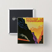 Badge Carré 5 Cm Visitez La Yougoslavie (Devant & derrière)