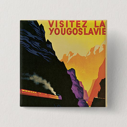 Badge Carré 5 Cm Visitez La Yougoslavie (Devant)