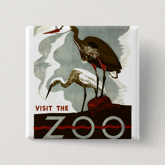 Badge Carré 5 Cm Visitez le zoo - l'affiche de WPA -