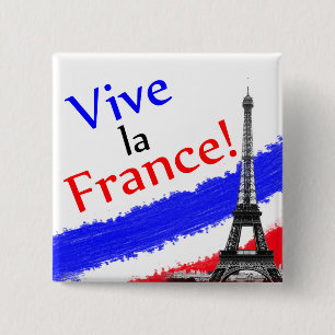Badge Carré 5 Cm Vive la France!
