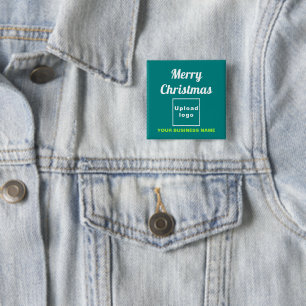 Badge Carré 5 Cm Vœux professionnels de Noël sur carré vert sarcell