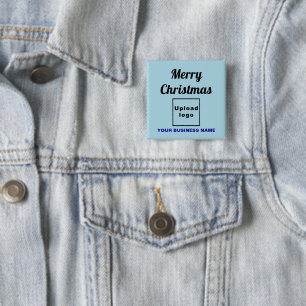 Badge Carré 5 Cm Vœux professionnels de Noël sur un carré bleu clai