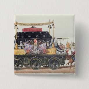 Badge Carré 5 Cm Voiture funèbre du duc de Wellington, 1853