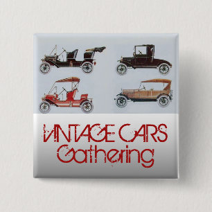 Badge Carré 5 Cm Voitures Vintage Rassembler Auto Classique
