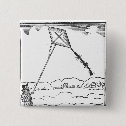 Badge Carré 5 Cm Vol de cerf-volant (Devant)